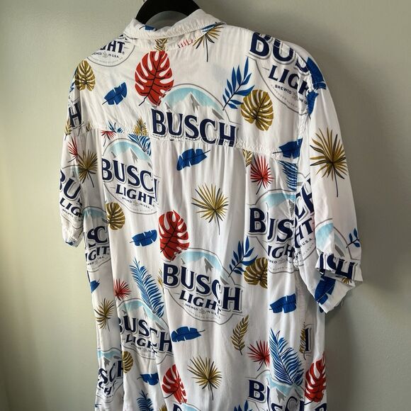 Anheuser Busch Men's Tropical Hawaiian Shirt White, Short Sleeve, Busch Light - Picture 11 of 14